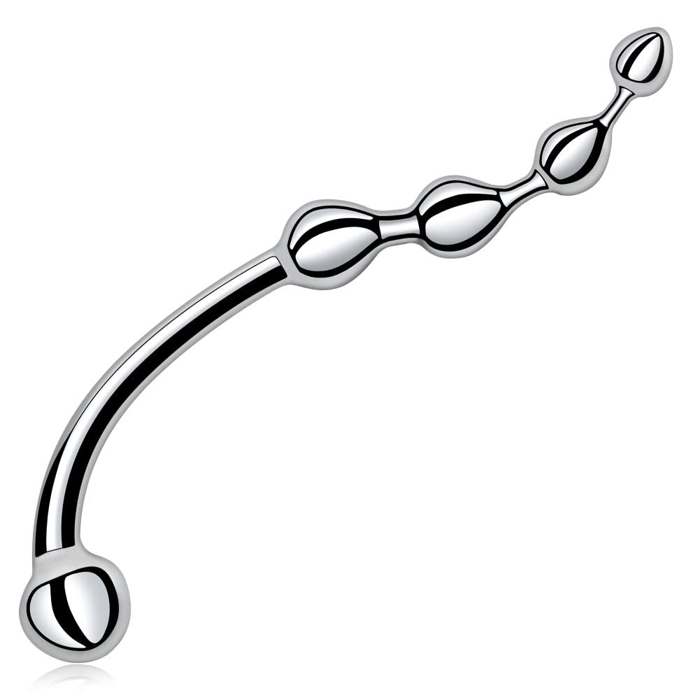 Metal Anal Hook with 5 Beads - S-Shaped Sex Toy for Couples & Solo Play