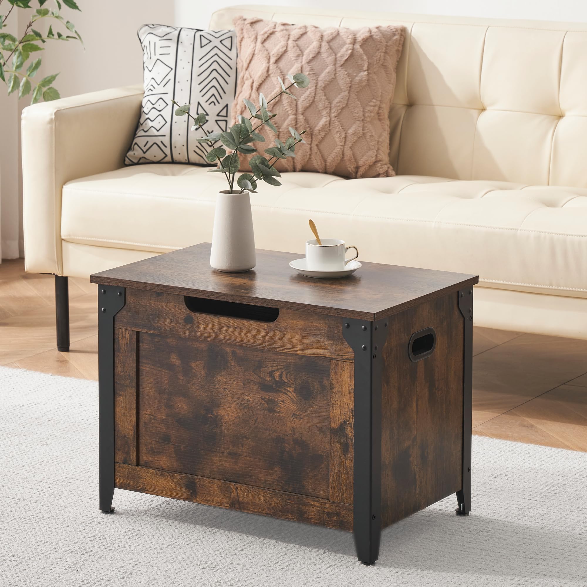 GAOMON Wooden Storage Chest with Safety Hinge & Metal Frame - Large Shoe Bench & Organizer for Entryway, Bedroom, Living Room | Modern Style Storage Solution for Shoes, Blankets & Home Decor