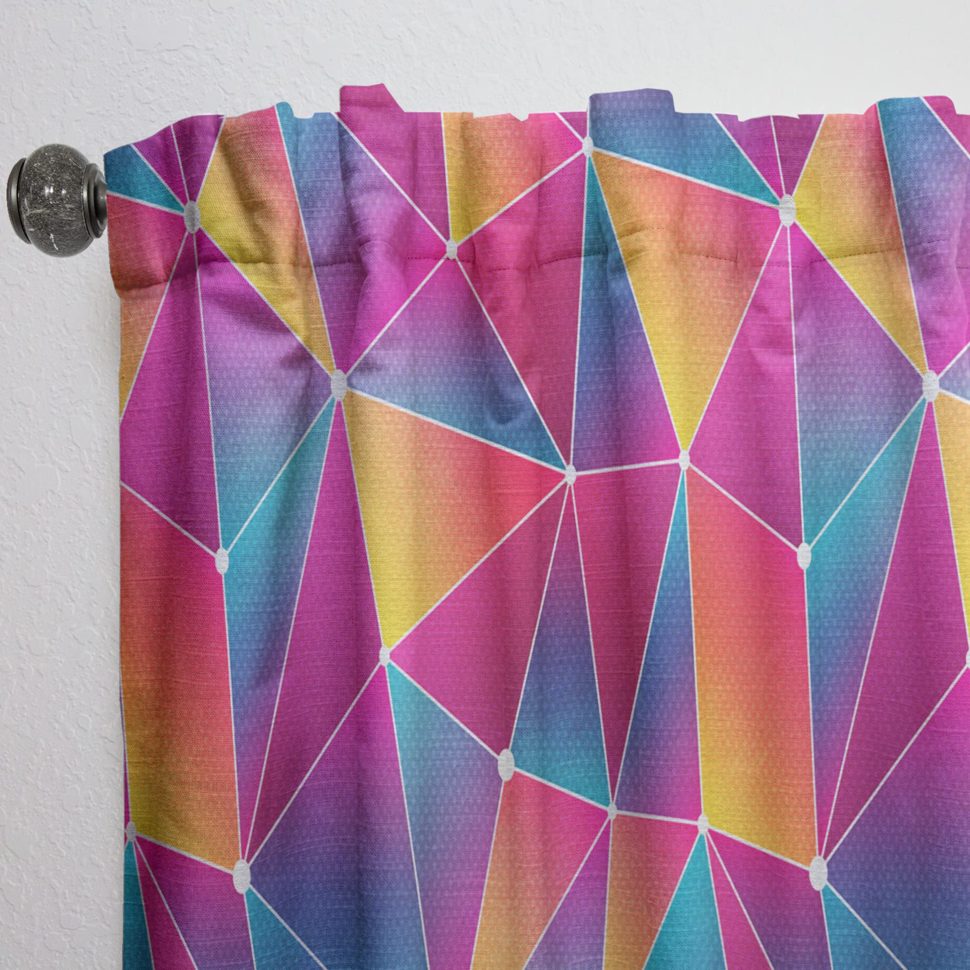 Bright Triangle Grunge Effect Thermal Insulated Curtains - Single Panel 52x120 - Blackout Drapes for Bedroom & Living Room - Perfect for Modern Home Decor & Sun Protection