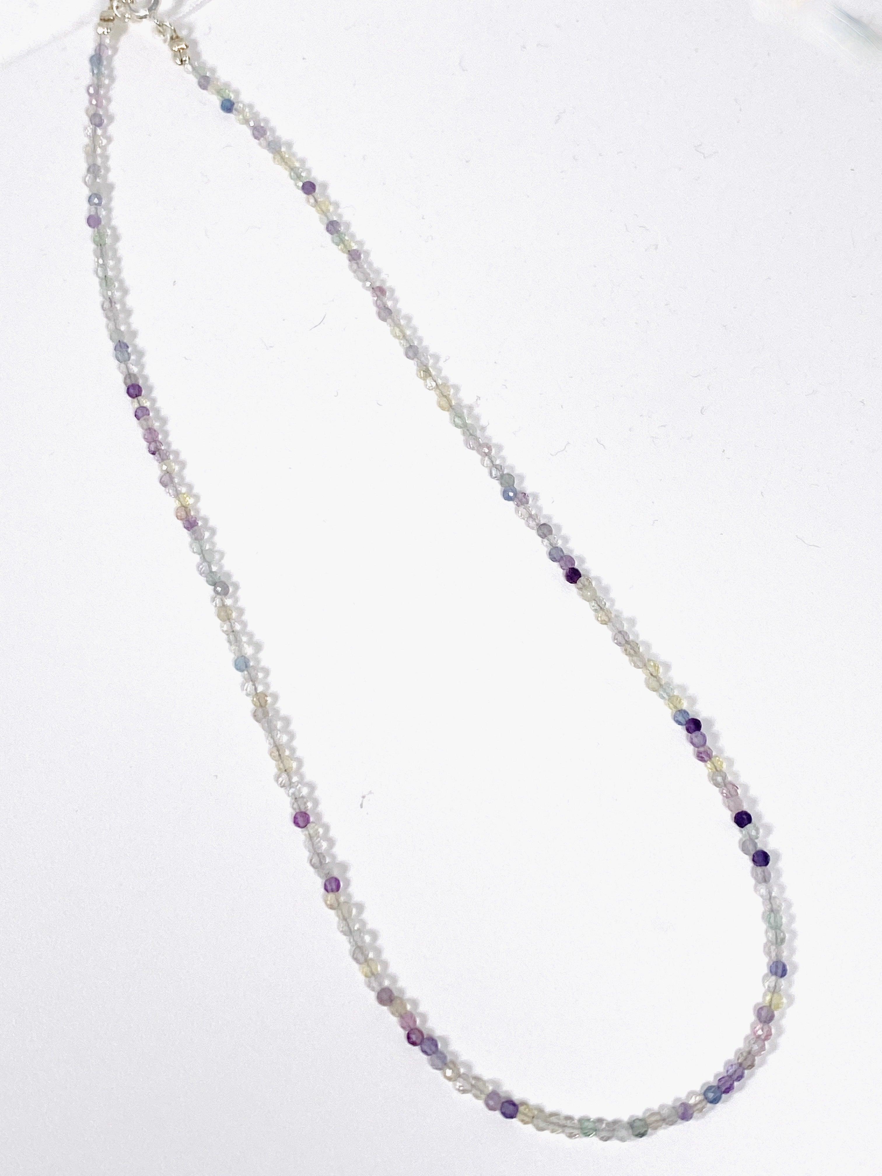 Fluorite Micro Bead Necklace - Healing Crystal Jewelry for Meditation, Yoga & Energy Balancing