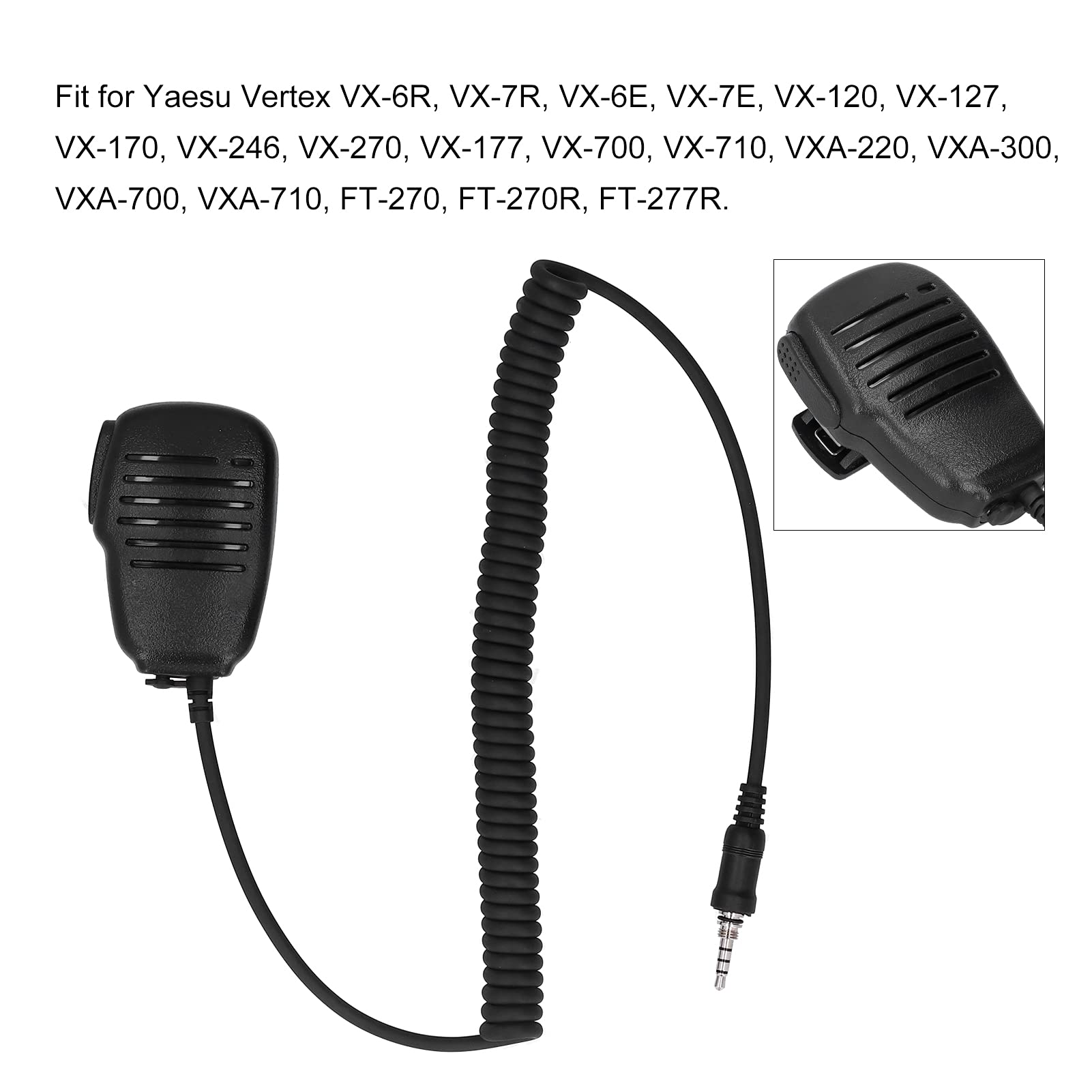 Yaesu VX6R VX7R FT270 VX127 PTT Handheld Shoulder 2-Way Radio External Speaker Mic - Durable Talkie Speaker Microphone for Clear Communication - Perfect for Outdoor Adventures, Construction Sites & Emergency Response
