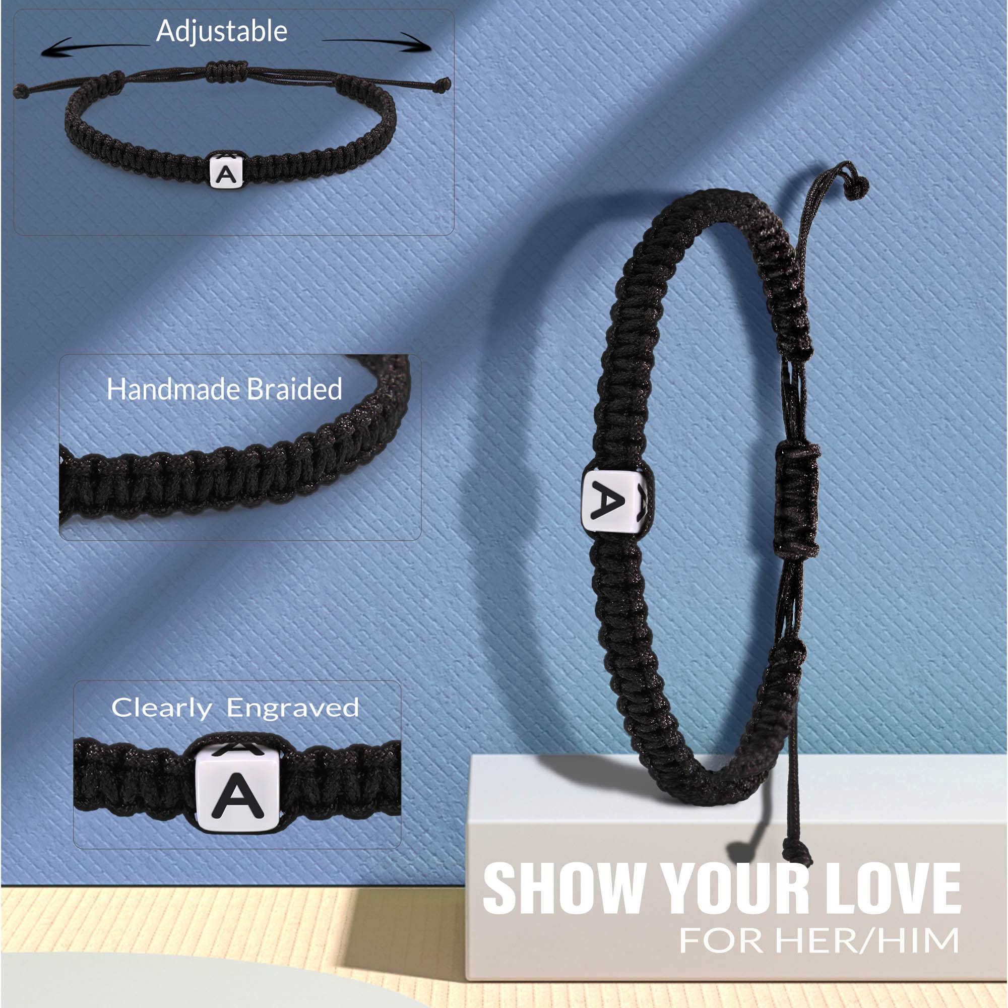 Personalized Initial Bracelets for Women & Men - Custom Letter A-Z Charm Adjustable Braided Jewelry - Best Birthday, Graduation, Mother's Day, Christmas & Valentine's Day Gifts for Her, Teen Girls, Best Friend & Mom - Perfect for Everyday Wear, Special Occasions & Thoughtful Gifting