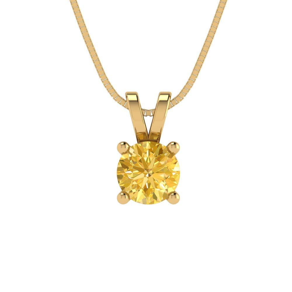 0.50ct Yellow Simulated Diamond Necklace - 18K Gold Pendant for Gifts & Parties