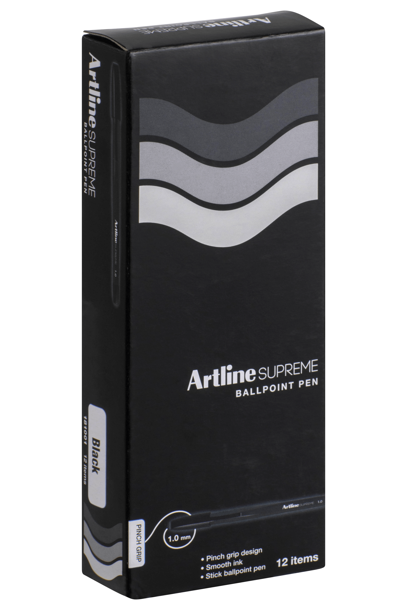 Artline Supreme Ballpoint Pens - Black Ink, 12-Pack - Smooth Writing for Office, School & Everyday Use