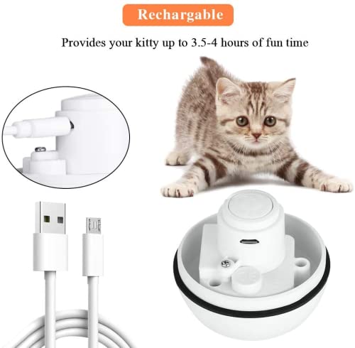Interactive Cat Toys Ball - Smart Automatic Rolling Kitten Toy with LED Lights & Timer, USB Rechargeable Motion Ball for Indoor Cats - Perfect Exercise Gift for Playful Kittens & Adult Cats (Ideal for Boredom Relief & Nighttime Play)