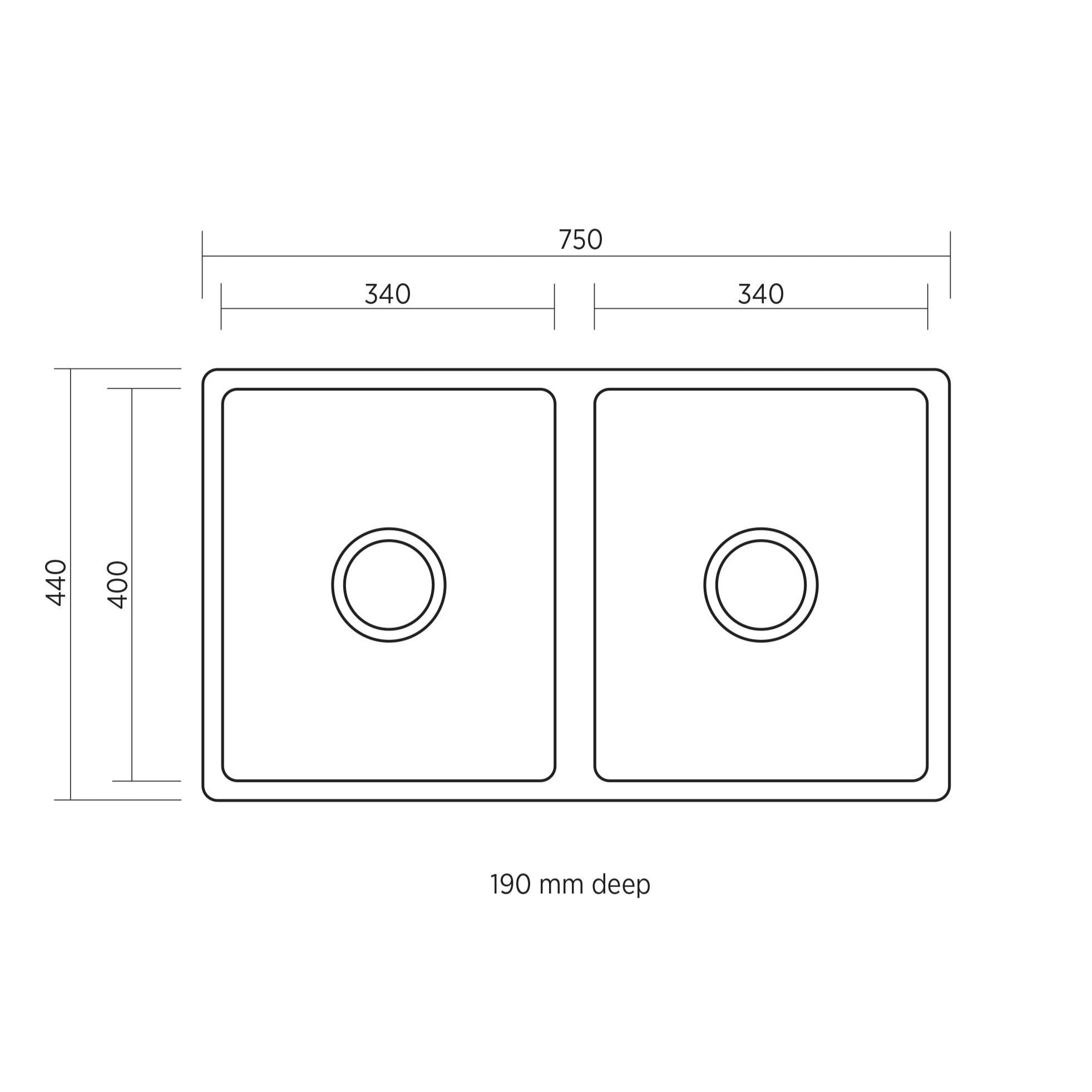Seima Leto 750 Double Bowl Kitchen Sink - Stainless Steel 16 Gauge Undermount Sink for Modern Home & Restaurant Use