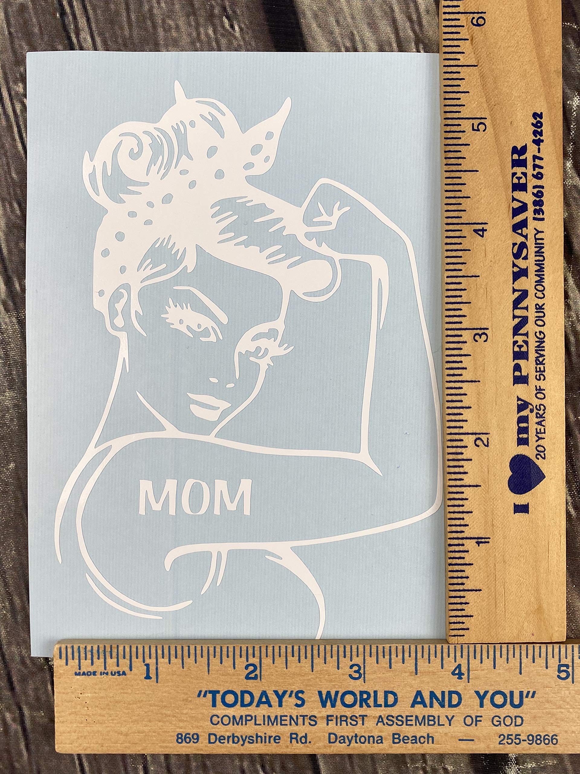 Rosie The Riveter White Vinyl Decal - Patriotic Wall Sticker for Home Office Decor, DIY Crafts & Gift for Mom, Women Empowerment