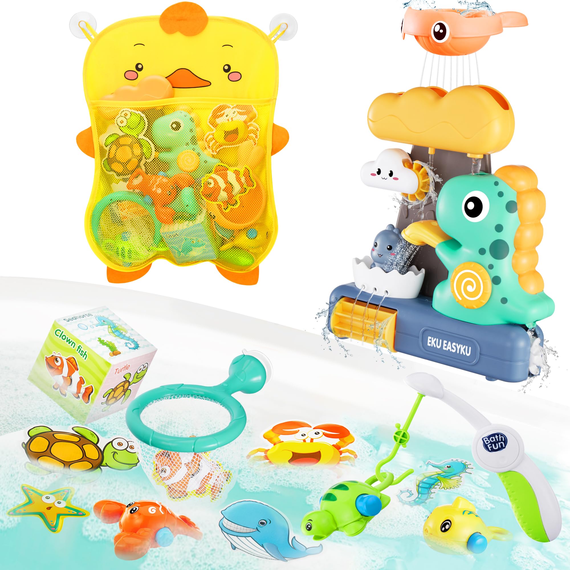 Dinosaur Bath Toys for Toddlers - Ocean Animal Fishing Game Set with Dice for Shower & Bathtub Fun | Perfect Gift for Baby, Kids, Boys & Girls | Encourages Sensory Play & Learning During Bath Time