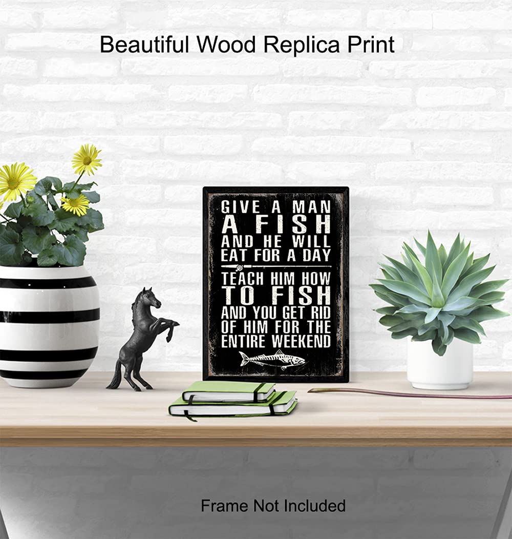 Funny Fishing Wall Decor for Men - Man Cave & Lake House Decor
