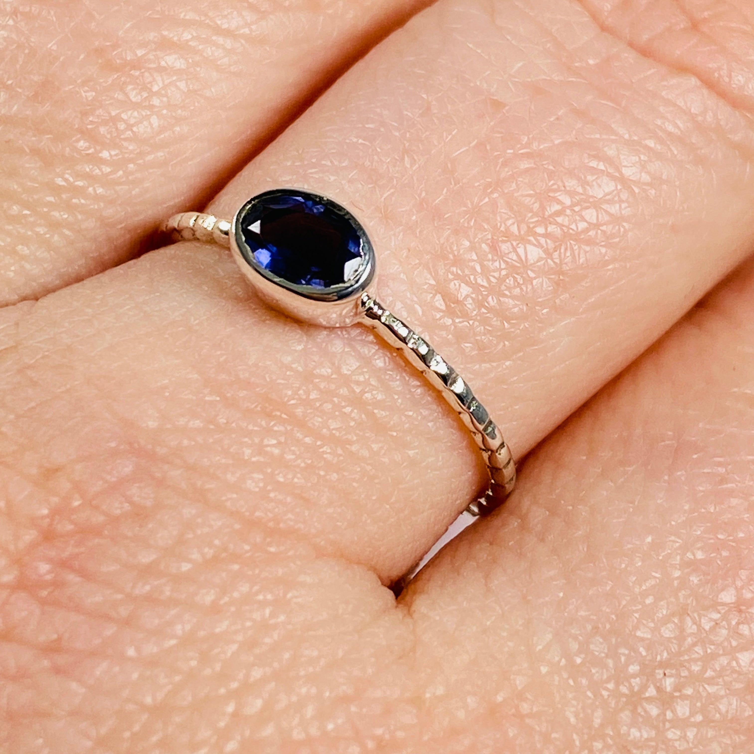 Iolite Oval Faceted Fine Band Ring R3750 IO - Elegant Gemstone Jewelry for Women, Perfect for Weddings, Anniversaries & Special Occasions