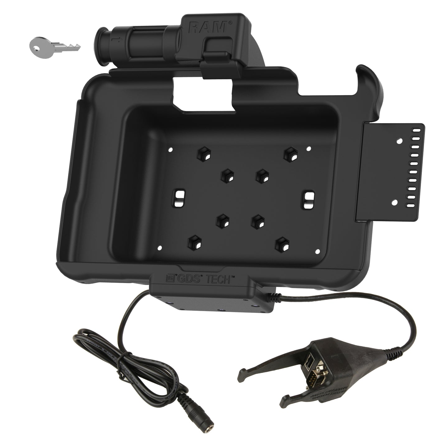 GDS® Key Locking Power & Data Dock with DB9 Port for Zebra ET5x 8.3/8.4 - Secure Charging Station for Retail & Warehouse Use (RAM HOL ZE10PDKL DB9U)