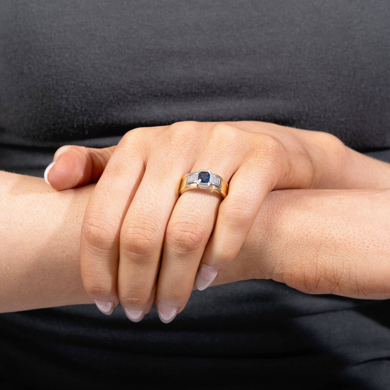 18K Gold Sapphire and Diamond Ring for Women - Vintage Estate Jewelry, Perfect for Engagement, Wedding, Anniversary & Special Occasions