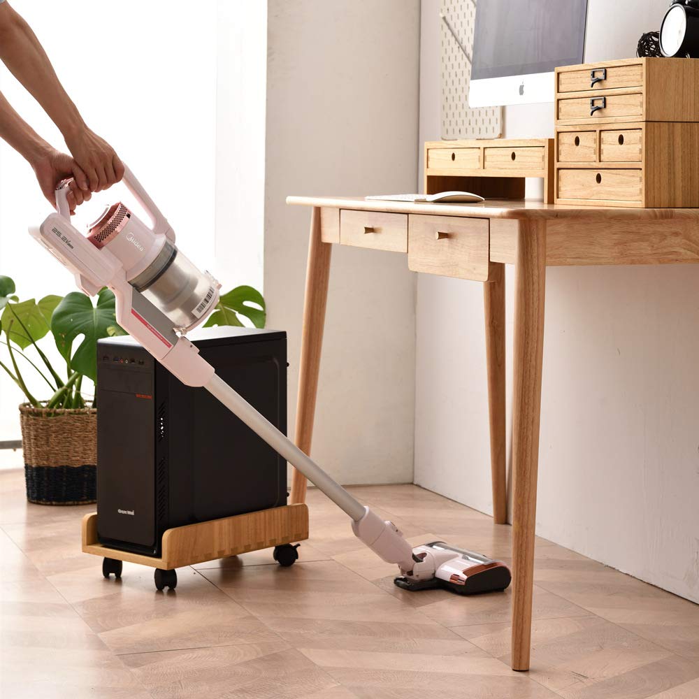 Heavy Duty Wooden Computer Tower Stand with 4 Mute Caster Wheels - Mobile ATX PC Case Holder & CPU Protection Shelf - Ideal for Office, Gaming Setup & Home Workspace (ZJJ-NA)