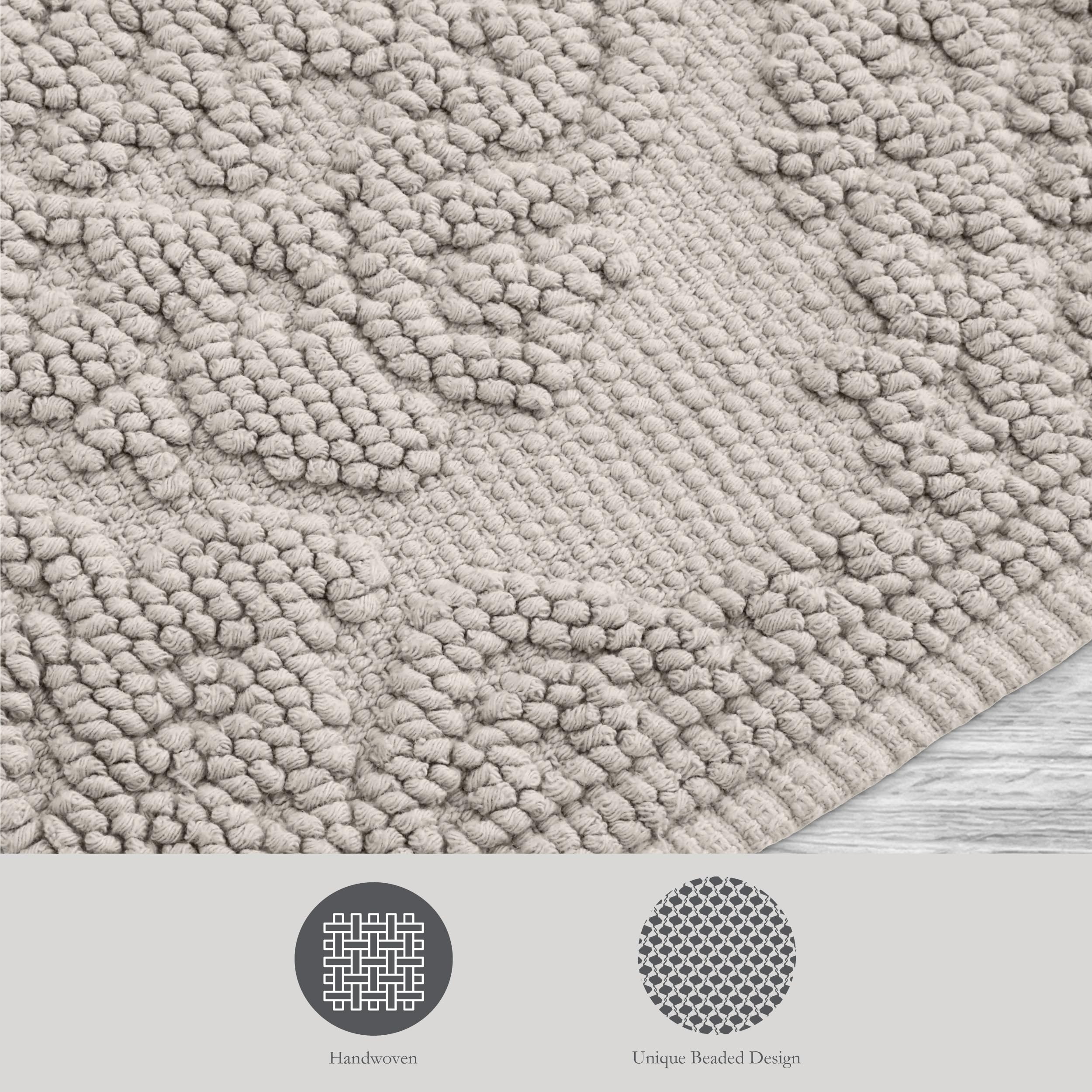 Premium 100% Cotton Woven Fringe Bath Mat by Jean Pierre - Soft Absorbent Bathroom Rug (27