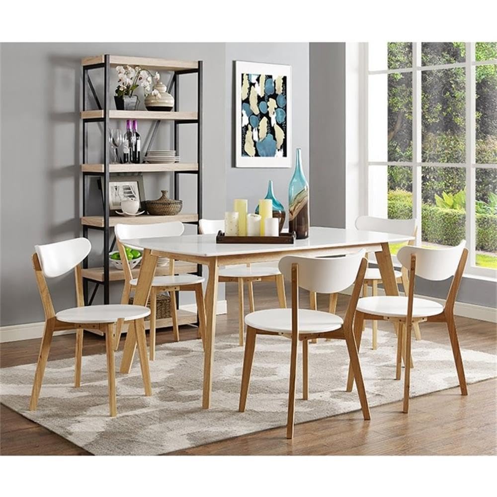 Allora 60 Inch White and Natural Wood Dining Table for Kitchen, Dining Room, and Home Decor