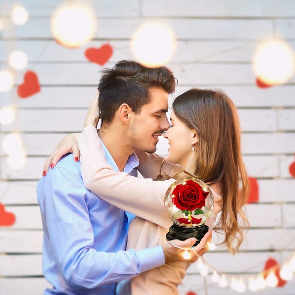 Valentine's Day Preserved Rose Gift - Enchanted Red Silk Rose for Her, Mom, Girlfriend, Wife | Birthday & Anniversary Romantic Present | Home Decor, Wedding Centerpiece, Special Occasion Gift