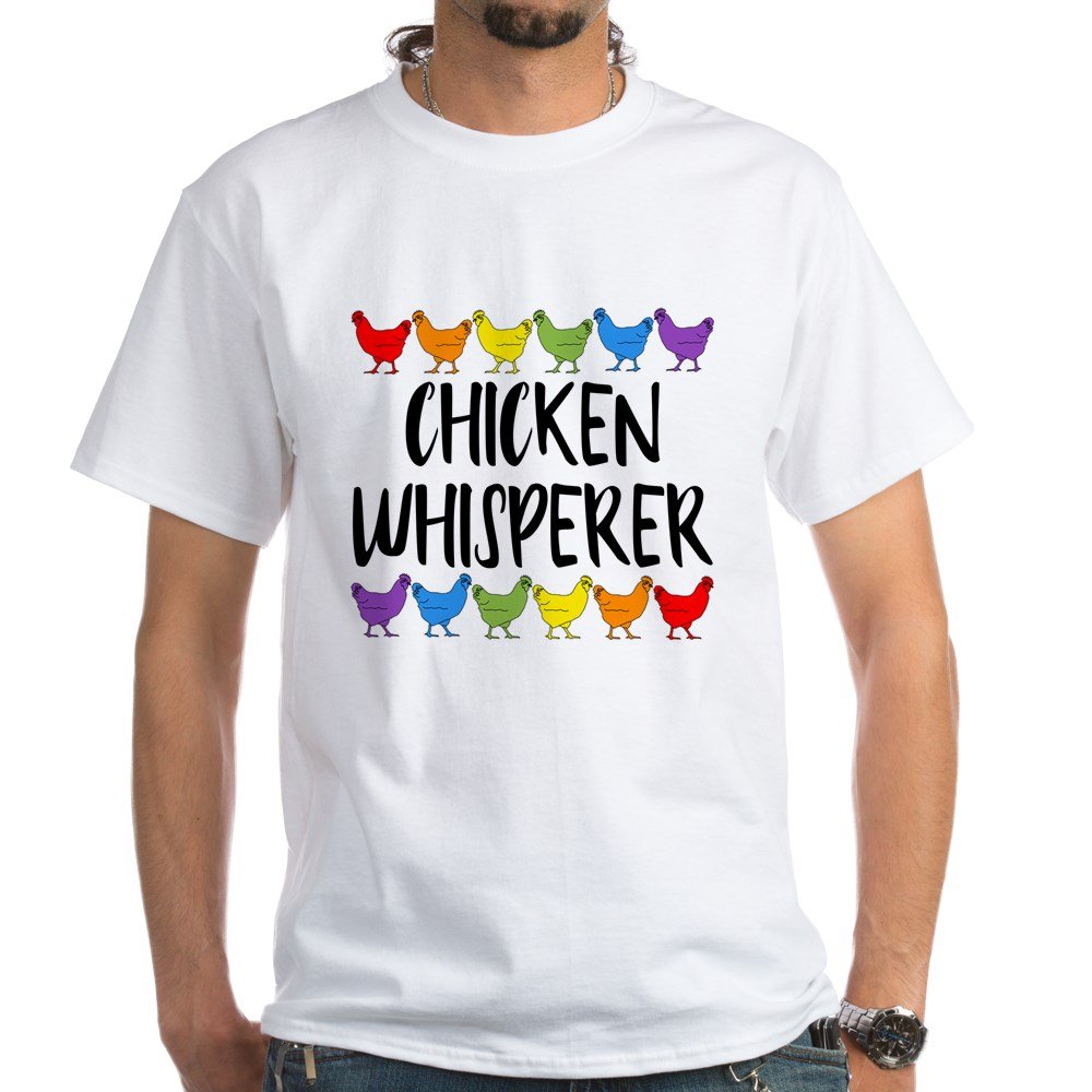 Chicken Whisperer Funny Farm T-Shirt - 100% Cotton White Graphic Tee for Poultry Lovers & Backyard Chicken Keepers - Perfect for Farm Life, Animal Humor & Casual Wear