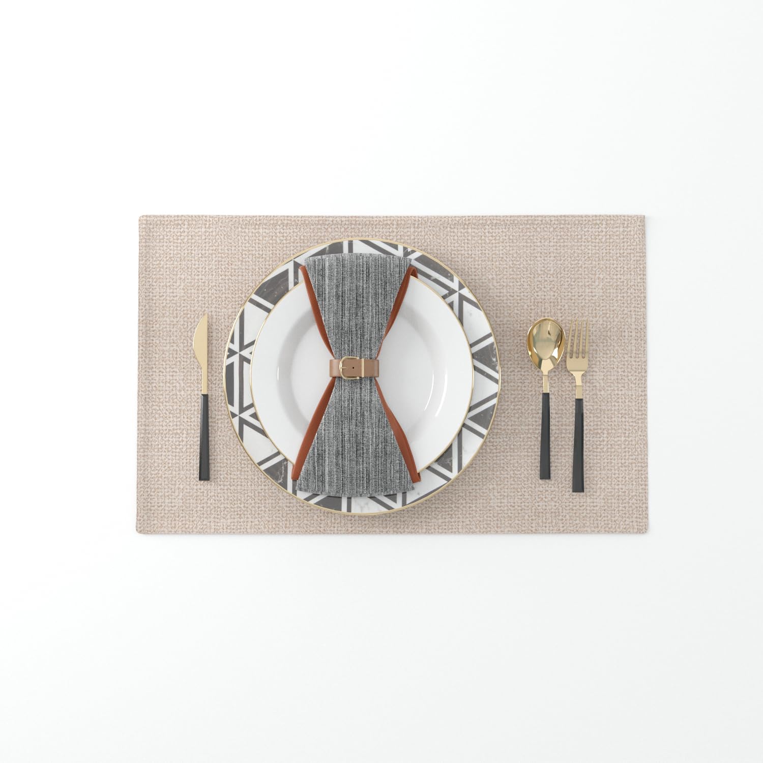 Set of 4 Soft Caddice Faux Linen 2-Sided Heat Resistant Placemats - 12