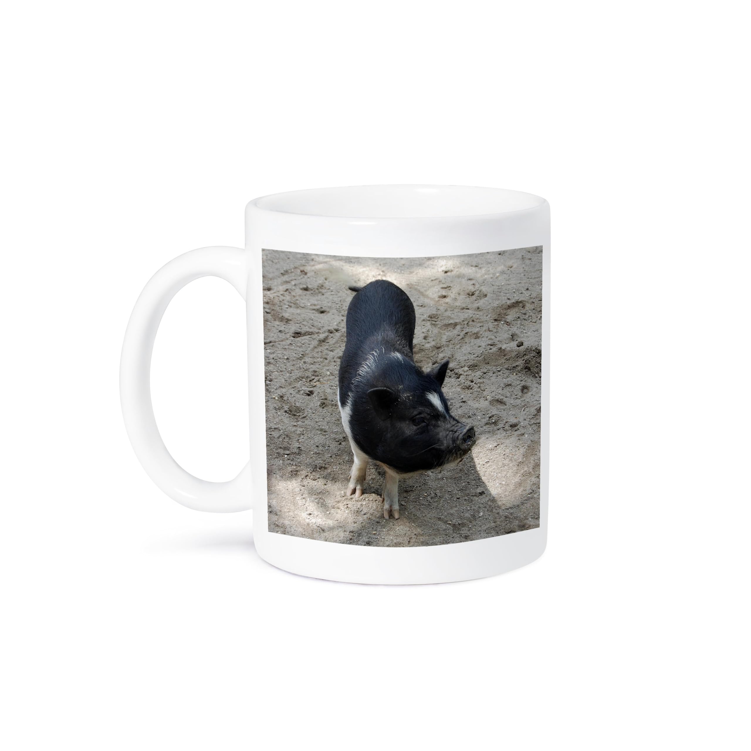 3D Rose Black and White Pig Ceramic Coffee Mug - 15 oz Funny Novelty Gift for Pig Lovers - Perfect for Home, Office, or Farmhouse Decor