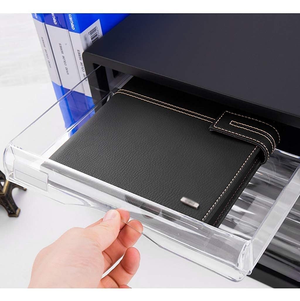 XBSXP Portable File Cabinet & Organizer - ABS Material, High-Transparent Resin Drawer, PP Plastic - Black | Office Supplies for Documents, Newspapers & Data Storage | Perfect for Home Office, Classroom & Workspace Organization