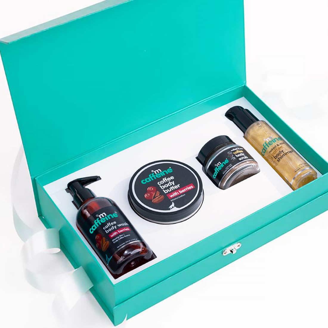 **Mcaffeine Coffee Glam Body Gift Set for Special Occasions - Luxury Gift Kit with Body Wash, Butter, Scrub & Shimmer | Perfect Valentine's Day, Anniversary, Birthday Gift for Women & Men - Spa & Self-Care Essential**