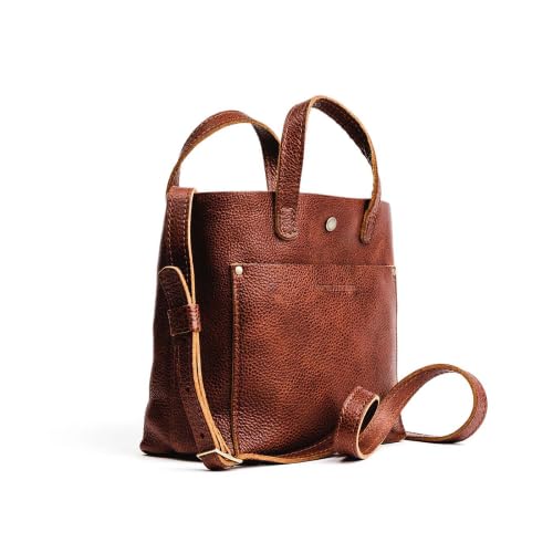 Portland Leather Goods Mini Crossbody Tote Bag for Women | Handmade Full-Grain Leather Purse with Adjustable Strap | Perfect for Everyday Use, Travel & Shopping