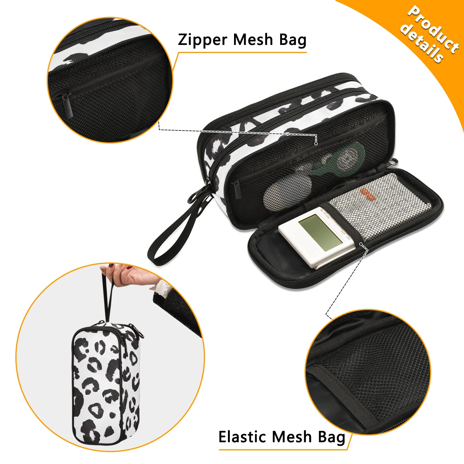 Leopard Print Cheetah Black White Pencil Case - Large Capacity Pen Organizer with Multiple Compartments for School, Office & Travel | Perfect for Students, Artists & Professionals to Store Pens, Markers & Stationery