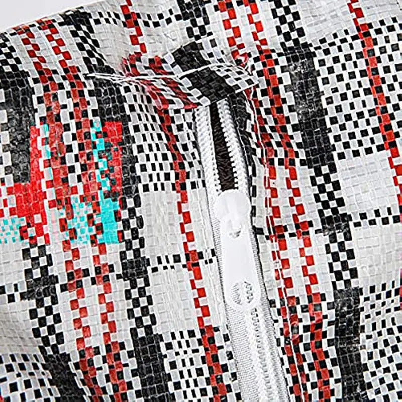 12-Pack Extra Large Striped Storage Bags with Zipper - 90cm x 78cm x 25cm for Travel, Shopping, House Moving & Organization | Durable Packing Solution for Clothes, Blankets & Seasonal Items