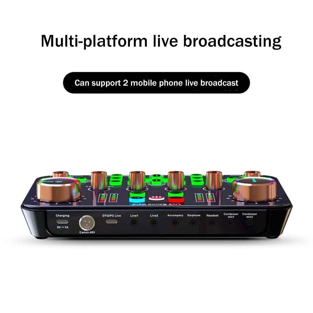 Professional RIKEL K600 Audio Sound Card Mixer for Live Streaming - Universal USB Sound Card for PC, Mobile, and Broadcast Equipment | Perfect for Podcasting, Gaming, and Music Production