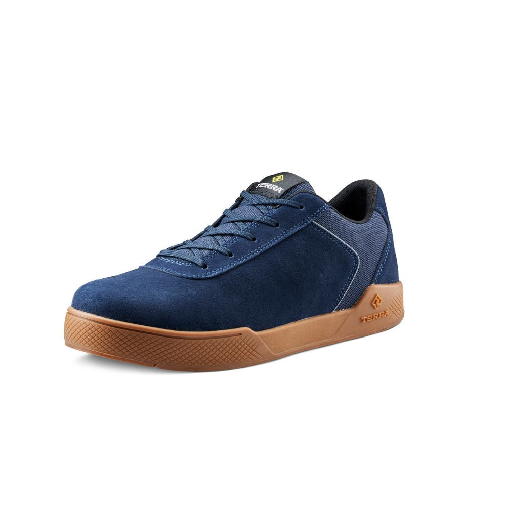 **TR0A838YNVU Men's Aluminum Toe Skate Shoes - Lightweight Safety Sneakers for Work & Sports - Navy Blue - Non-Slip, Breathable for Construction, Warehouse & Skateboarding**