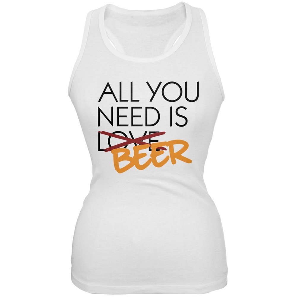 Funny Beer Lover White Junior Soft Tank Top for Women - Casual Summer Outfit & Party Wear