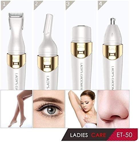 Rechargeable USB Nose & Ear Hair Trimmer for Women and Men - Professional Painless Eyebrow & Facial Hair Clipper, Waterproof Design (White) - Perfect for Travel, Grooming, and Personal Care
