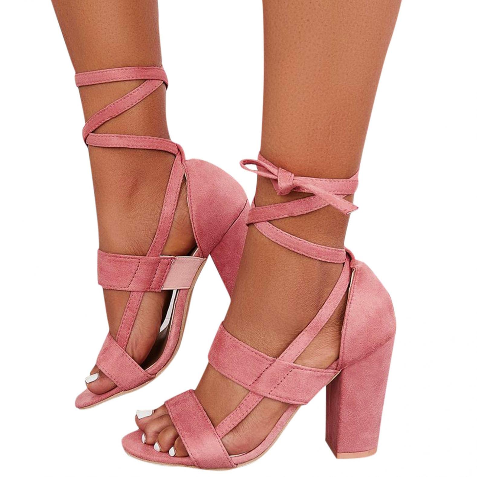 **Aayomet Women's Summer Heel Sandals - Comfortable Pumps with Ankle Strap for Wedding, Party & Beach | Strappy Dressy Sandals for Casual & Formal Occasions**