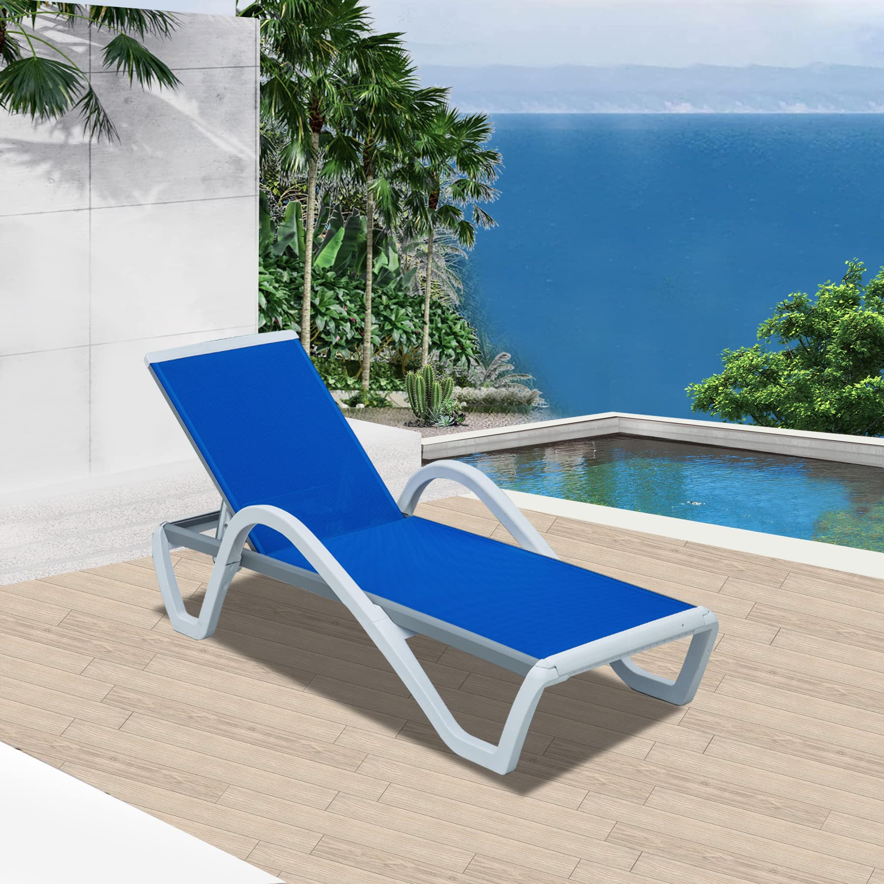 Premium Adjustable Aluminum Pool Lounge Chair with Textilene Fabric - All-Weather Outdoor Chaise Lounge for Patio, Deck, Garden & Poolside Relaxation | Durable & Comfortable with Armrests | Perfect for Sunbathing, Reading or Napping by the Pool