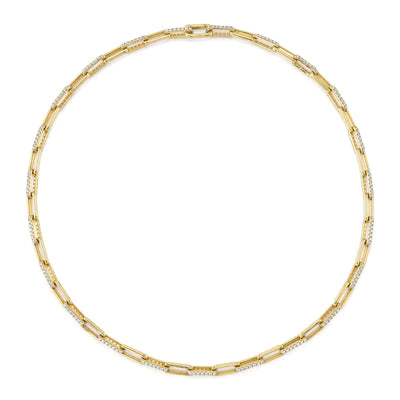 Shy Creation 5.68 Carat Diamond Paperclip Link Necklace - Elegant Gold Chain for Women, Perfect for Weddings, Parties & Special Occasions