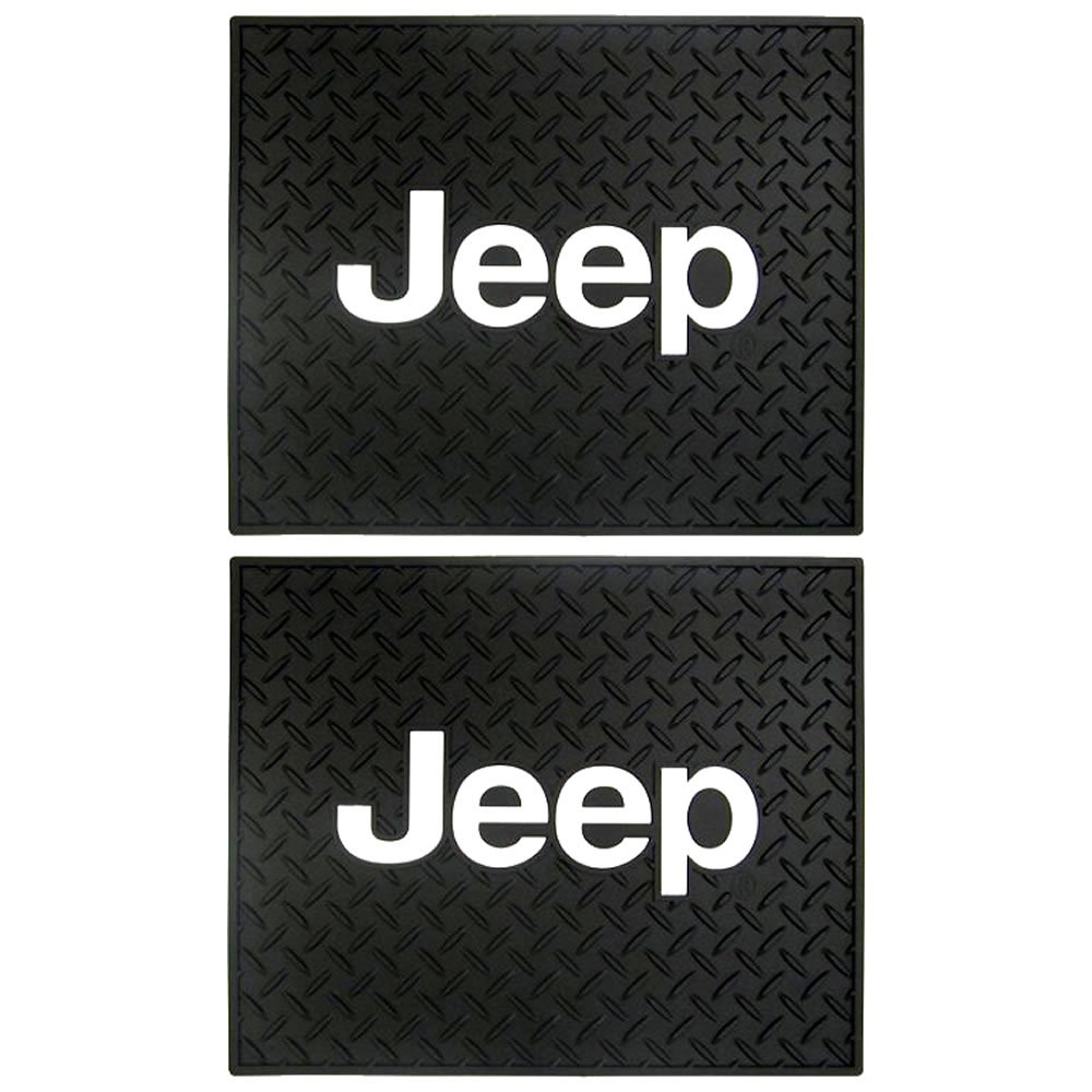 Plasticolor Jeep Logo Series Rear Seat Utility Rubber Floor Mats - Pair - Durable All-Weather Protection for Jeep Wrangler & Gladiator - Perfect for Off-Roading, Camping & Daily Commute