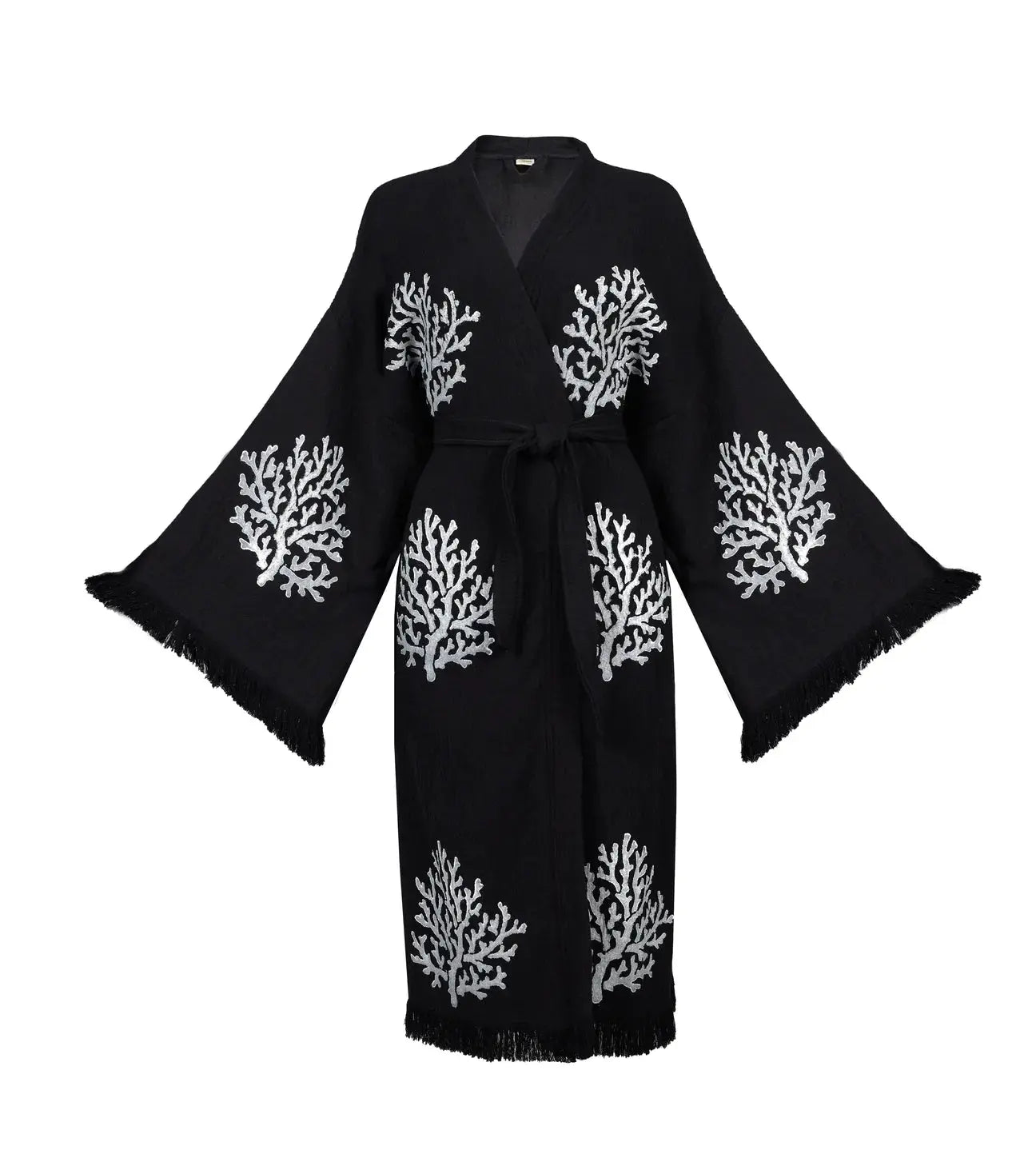 Organic Black Kimono Robe for Women - One Size, Soft & Comfortable Loungewear for Spa, Yoga, and Relaxation at Home