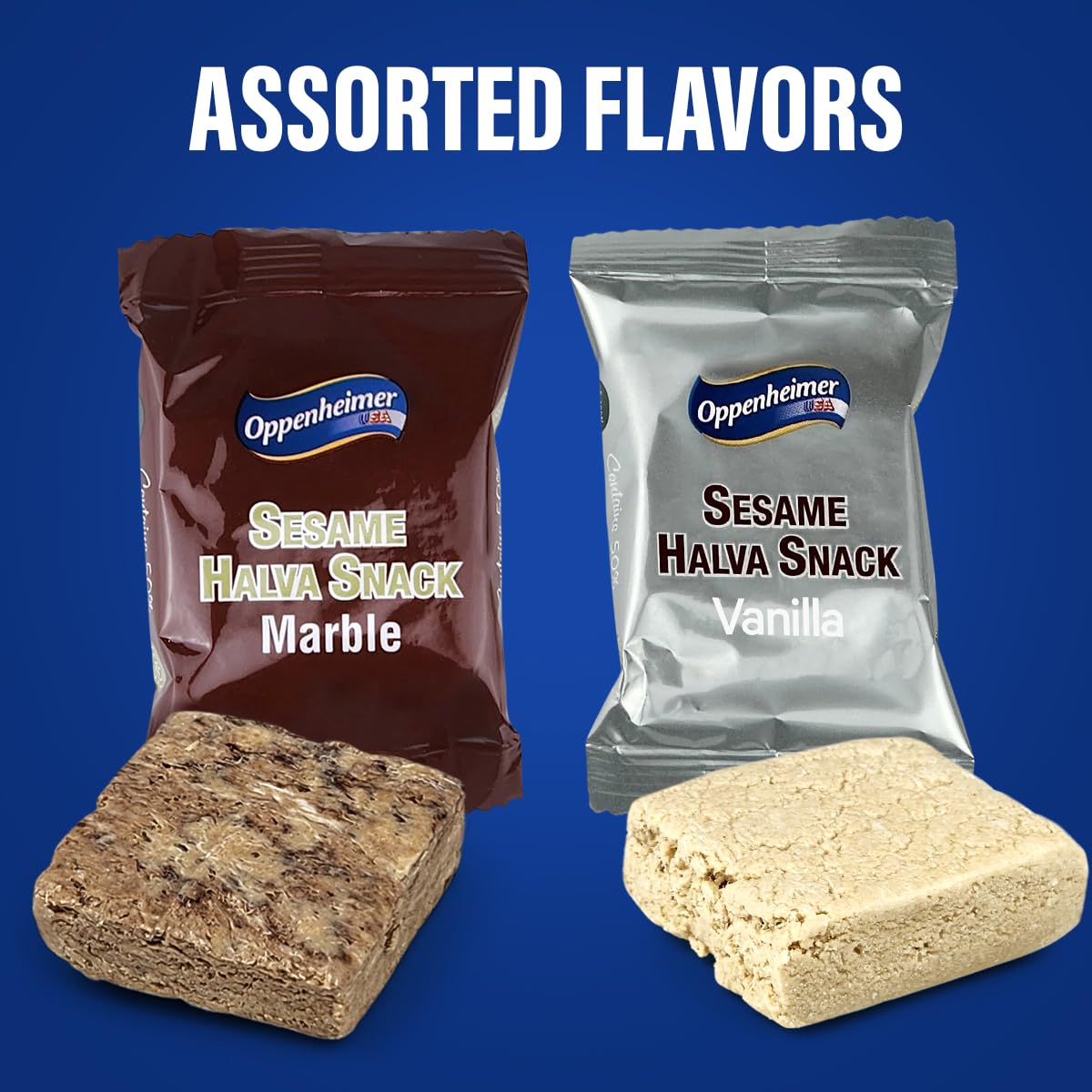 Premium Assorted Sesame Halva Snacks - Vanilla & Marble Flavored Israeli Treat Bars (12 Pack, 0.88oz Each) | Vegan, Kosher, Gluten-Free Middle Eastern Dessert | Perfect for Gifts, Tea Time & Healthy Snacking