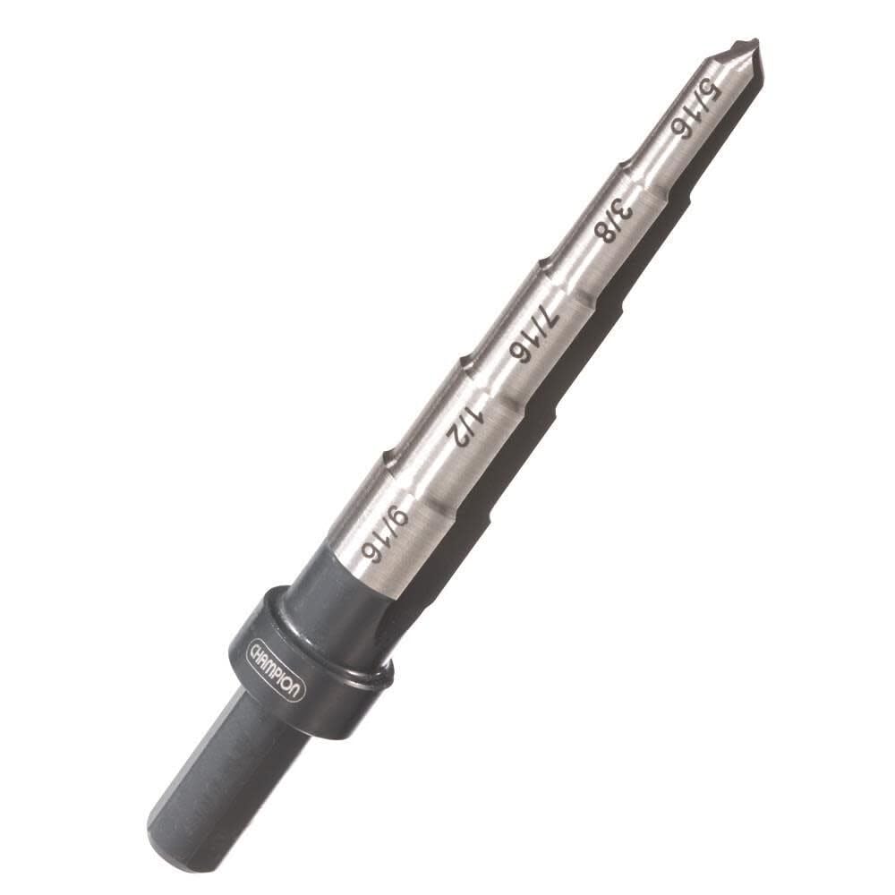 Champion Heavy Duty 3-Piece Step Drill Bit Set - High Speed Steel Step Reamers for Metal, Wood & Plastic - Perfect for DIY, HVAC, Electrical & Plumbing Projects