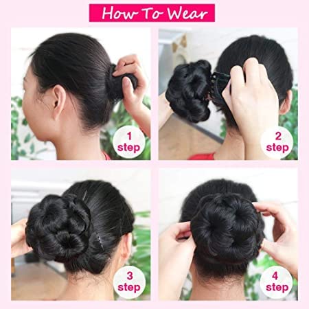 VIEWS Hair Buns for Women & Girls - Natural Black Hair Extensions Ponytail Bun | Messy Bun Hairpiece for Everyday & Special Occasions | Perfect for Work, Parties & Weddings