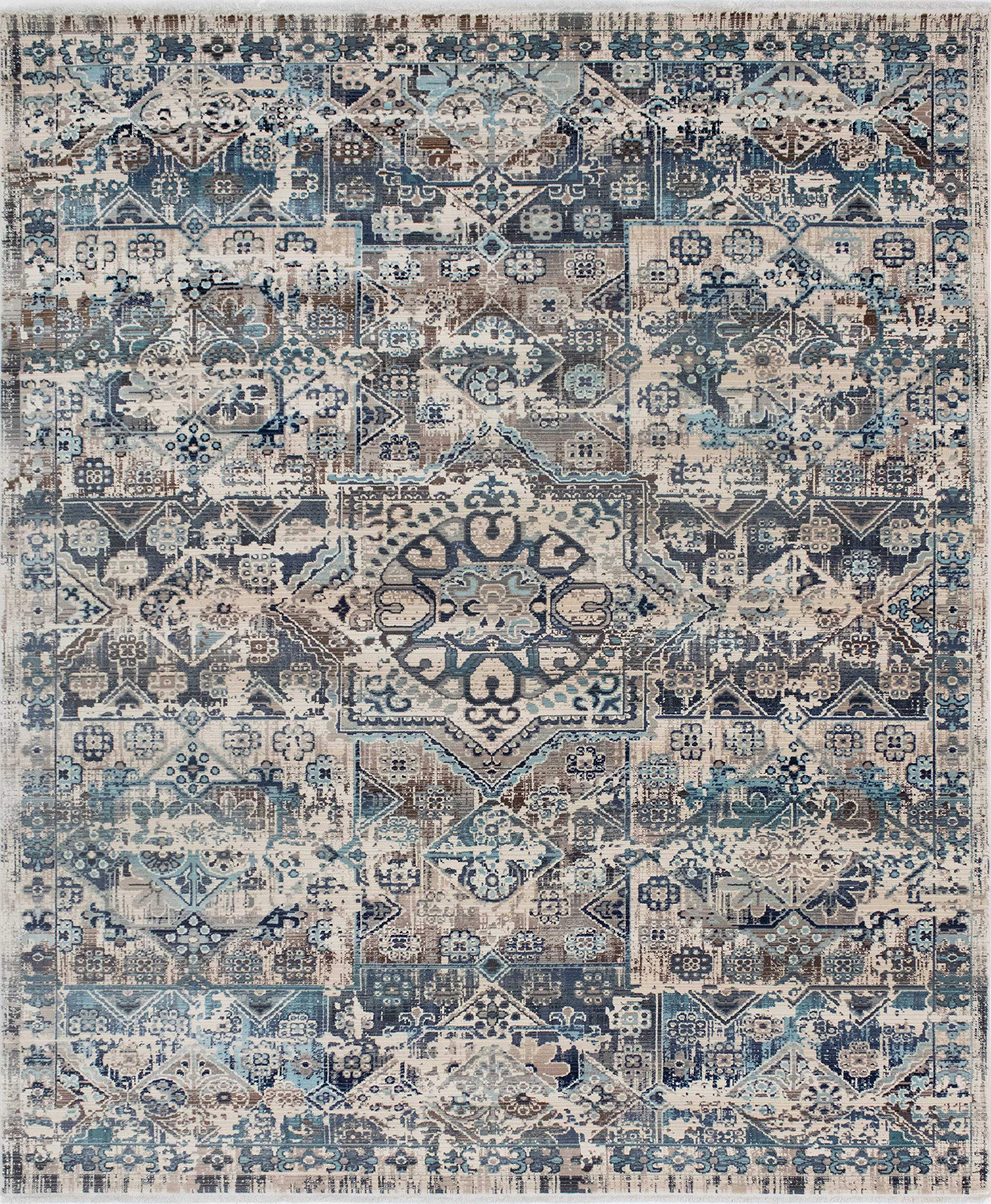 Noori Rug Latif Evon Blue Area Rug – Soft & Durable Handmade Carpet for Living Room, Bedroom, or Office Decor