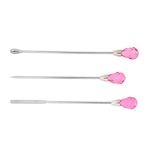 3Pcs Rose Red Nail Spatula Set - Anti-Corrosion Lightweight Nail Art Tools for Mixing Polish & Applying Glitter Powder - Perfect for DIY Manicures & Nail Salon Use