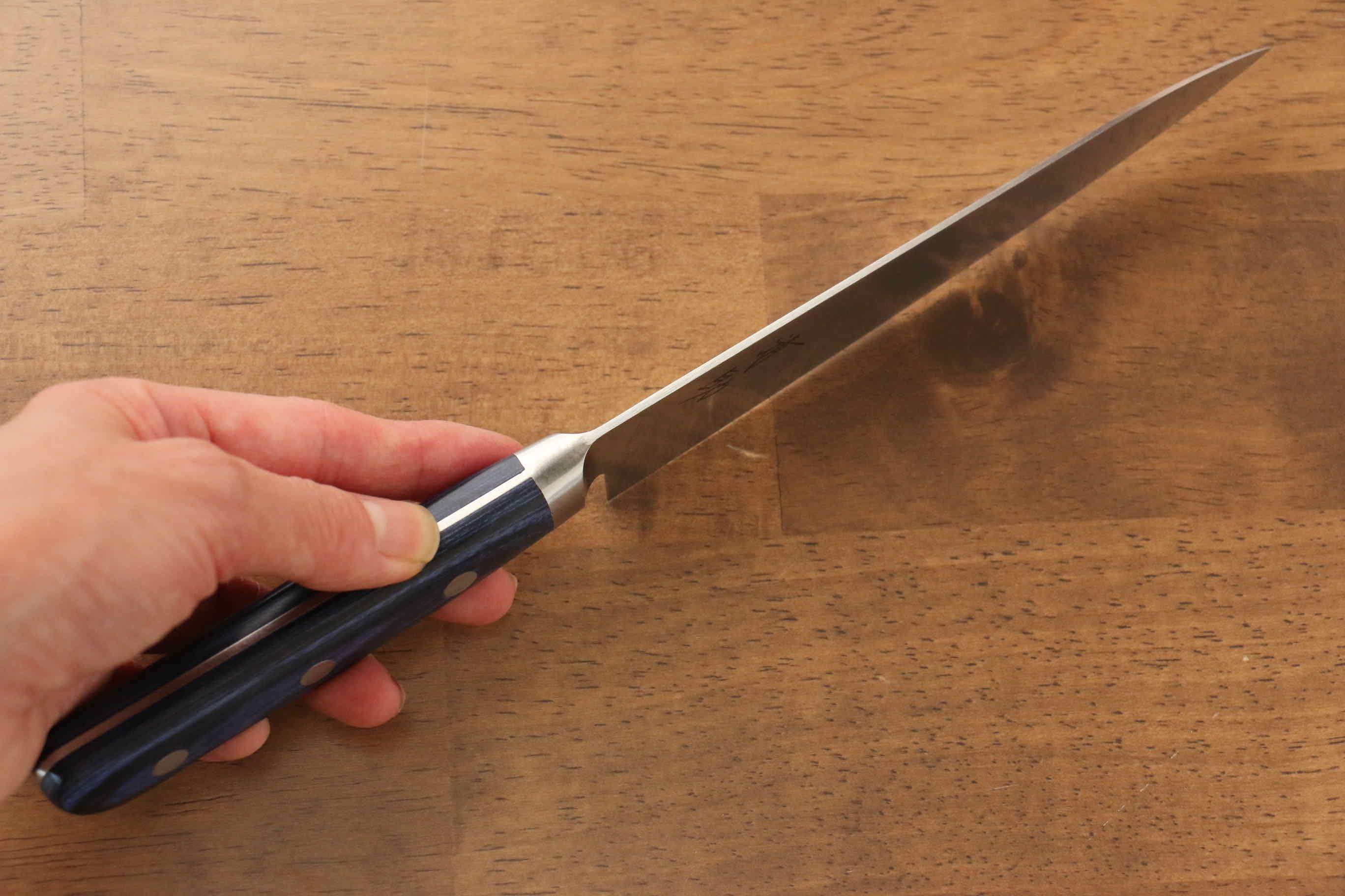 Premium Seisuke Seiten 150mm Molybdenum Petty Utility Knife - Blue Pakka Wood Handle with Protective Sheath - Ideal for Home Cooking, Sushi Prep & Professional Chefs