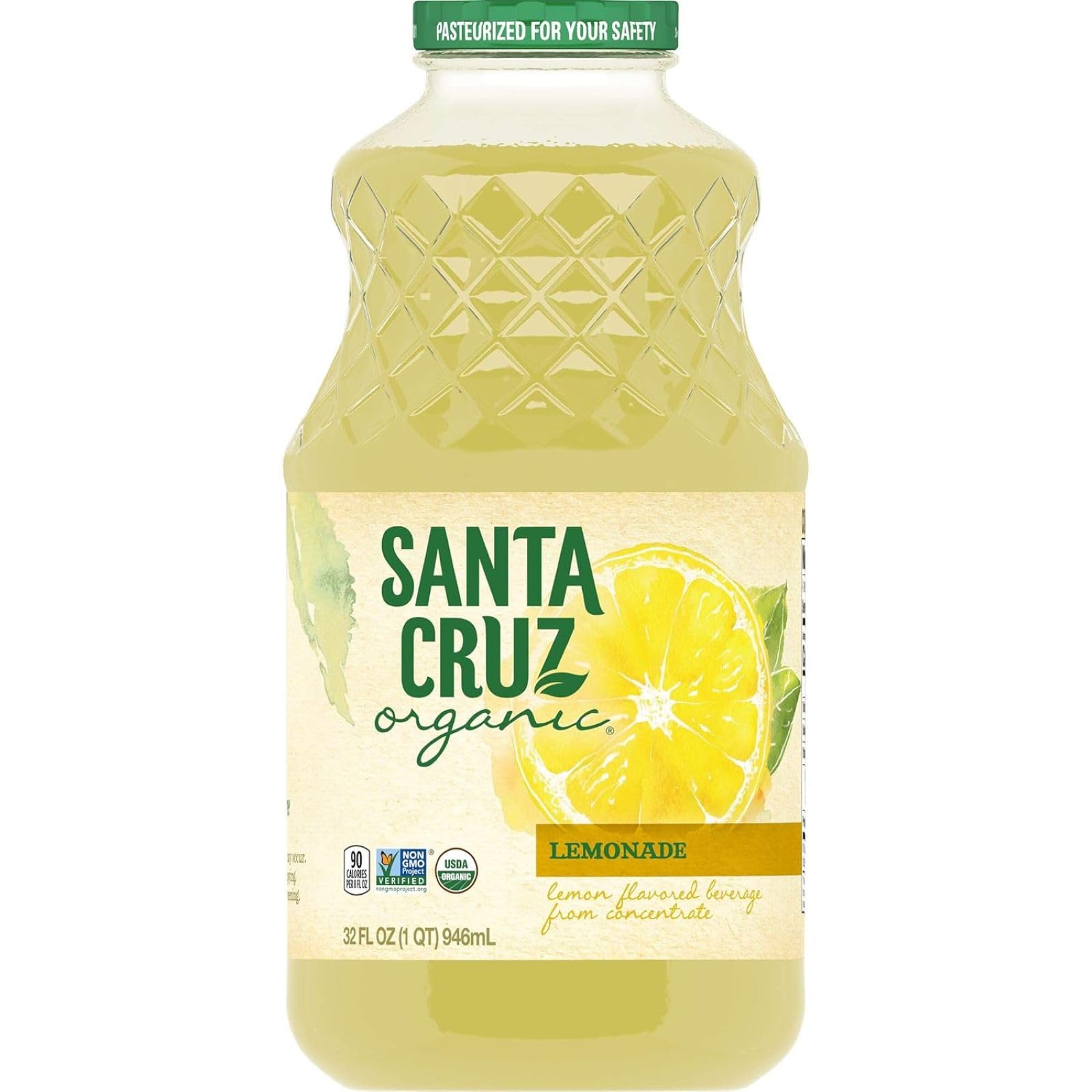 Organic Santa Cruz Lemonade Juice - USDA Certified, Gluten Free, Non-GMO, 32 Fl Oz | Refreshing Summer Drink for Picnics, BBQs & Healthy Hydration