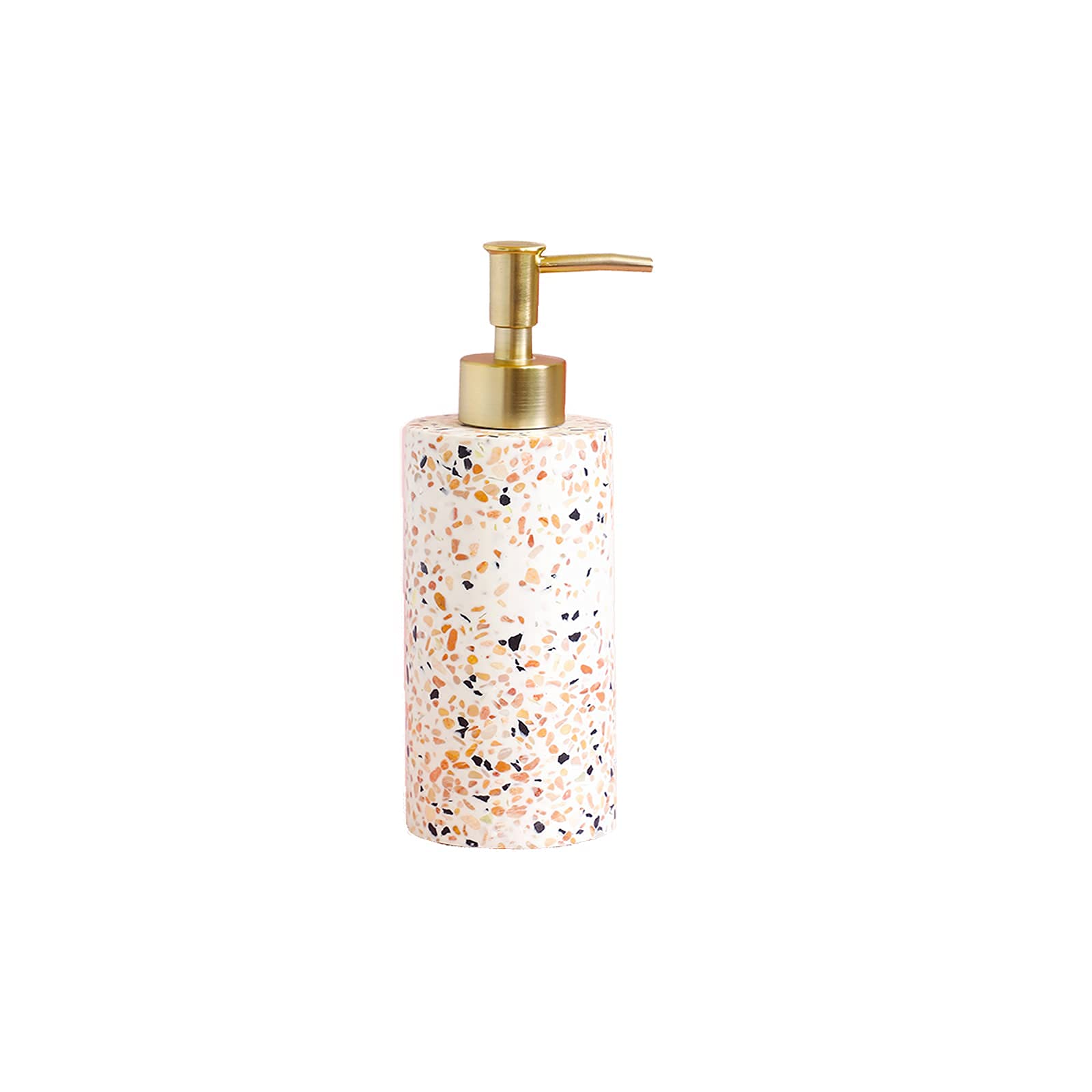 3-Piece Terrazzo Bathroom Set - Soap Dispenser, Soap Dish & Toothbrush Holder - Pink Modern Home Decor for Bathroom Organization & Stylish Vanity Display