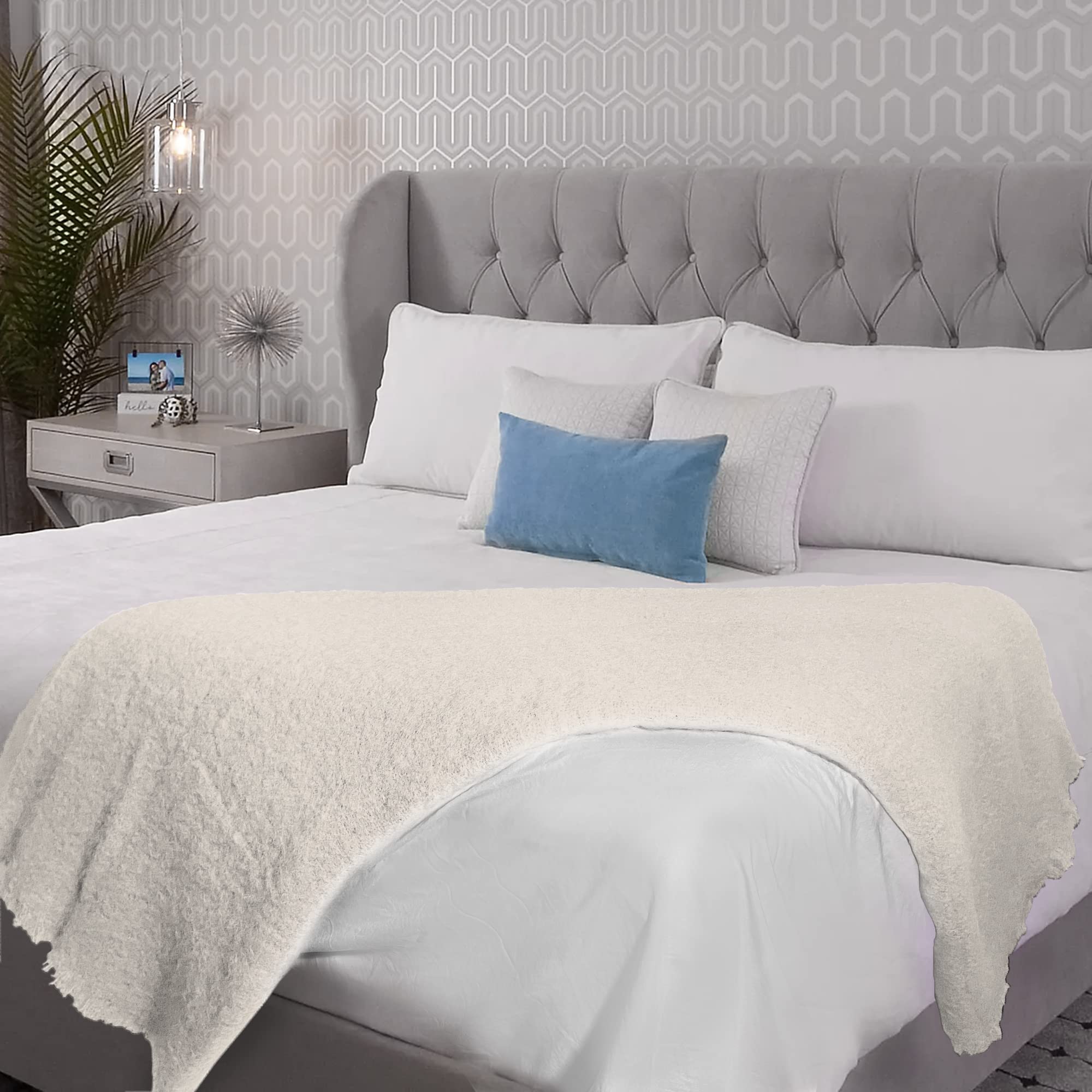 Authentic Irish Angora Mohair & Wool Throw Blanket - 72