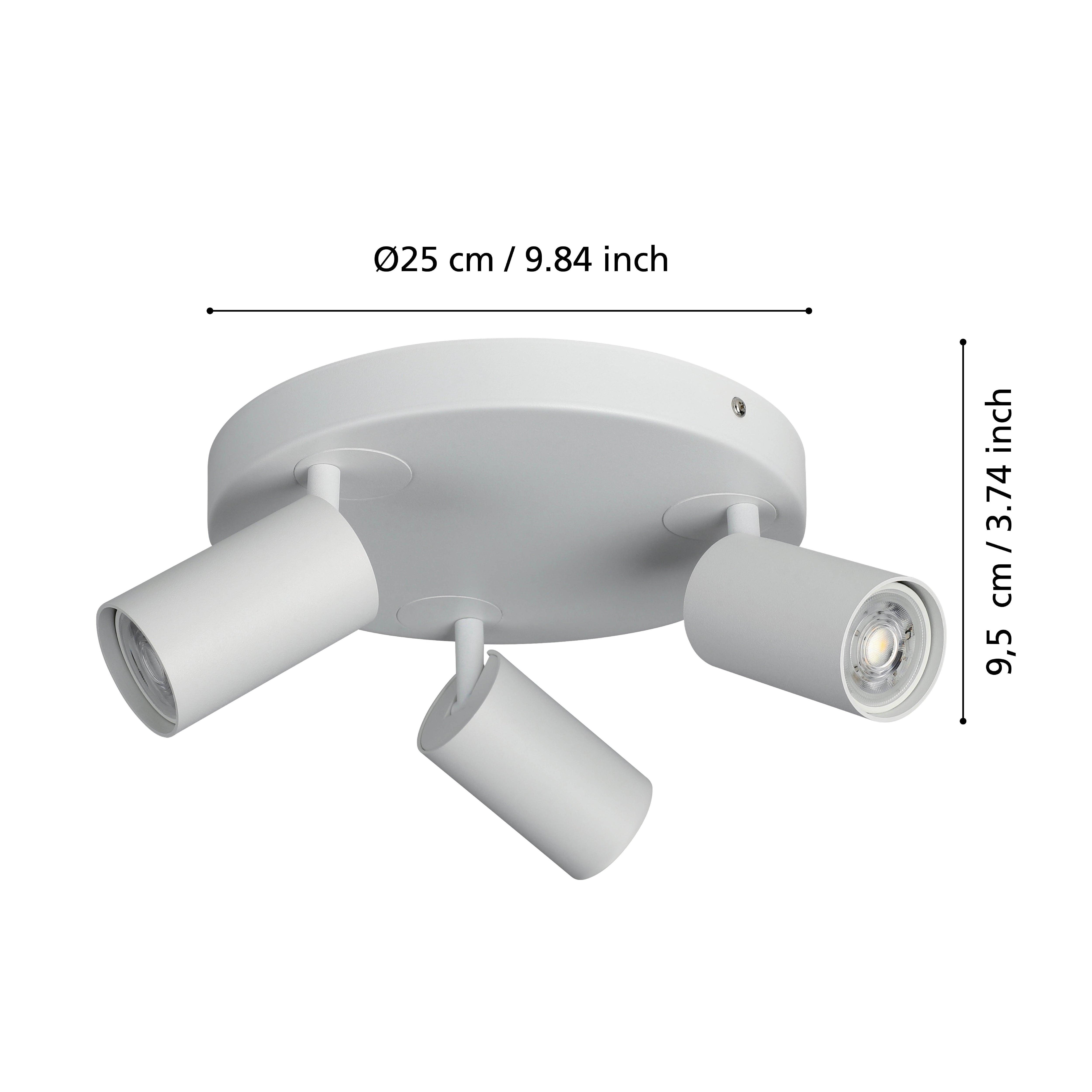 Eglo Connect Telimbela Z Smart 3-Light White Plate Spotlight - Modern LED Ceiling Lighting for Living Room, Bedroom & Kitchen