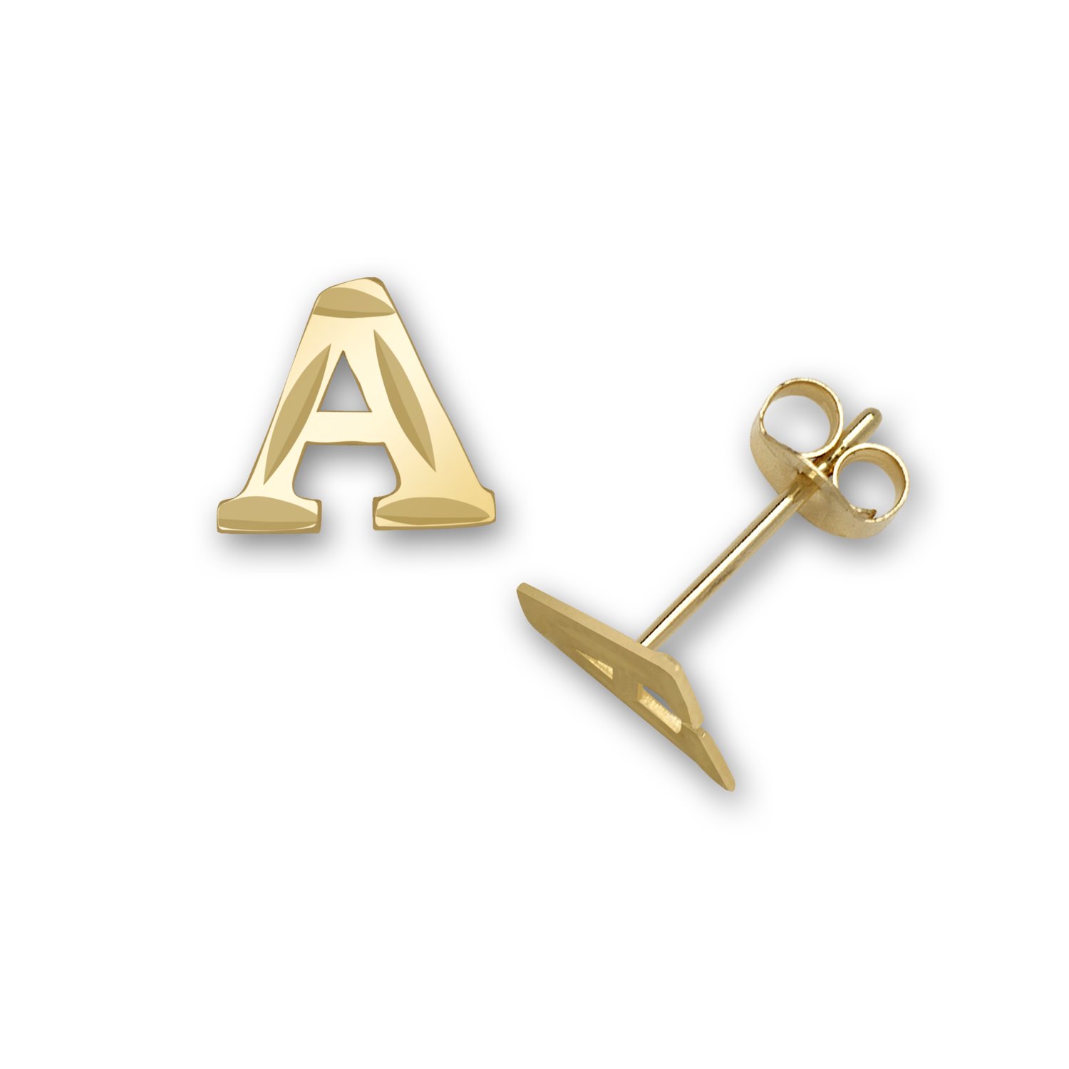 14K Gold Personalized Monogram Initial Earrings for Boys & Girls - Custom Letter Name Stamping in Yellow Gold - Choose Your Initial & Style - Perfect for Birthdays, Gifts & Special Occasions
