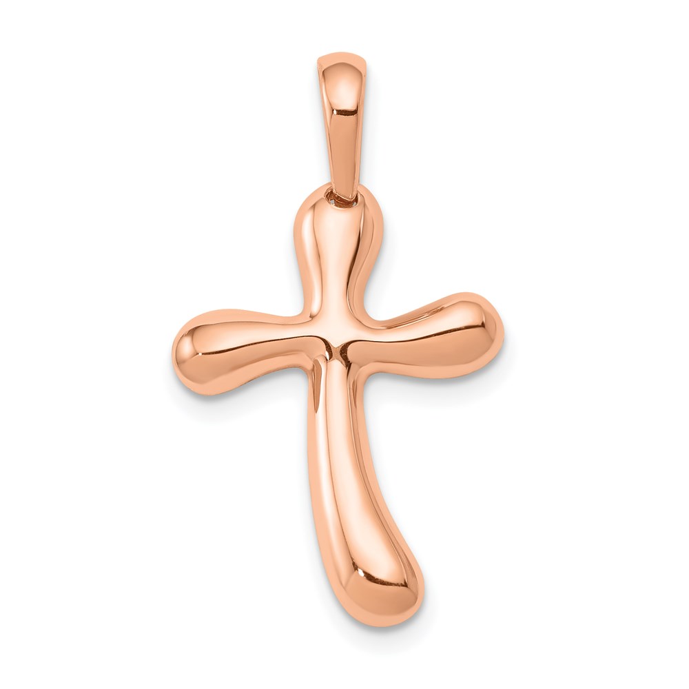 14k Rose Gold Black Bow Cross Pendant for Women - Elegant Jewelry Gift