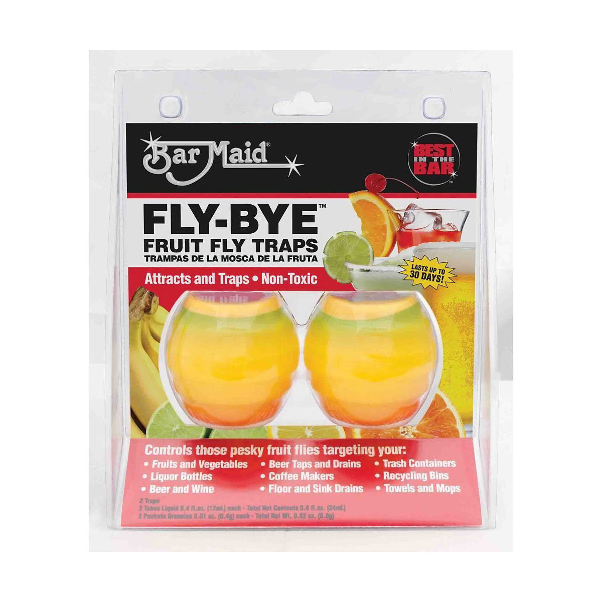 FLY BYE Fruit Fly Trap - Natural Indoor & Outdoor Fly Catcher, Pack of 2 - Perfect for Kitchen, Bathroom, and Garden Pest Control